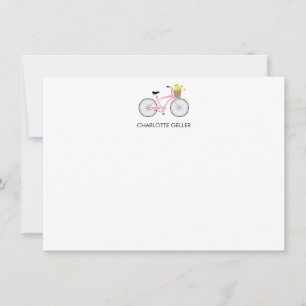 De Correspondance Vélo Rose Avec Panier Carte Note Plat
