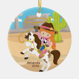 De cow-girl ornement mignon de Noël de fille à