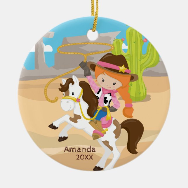 De cow-girl ornement mignon de Noël de fille à (Devant)