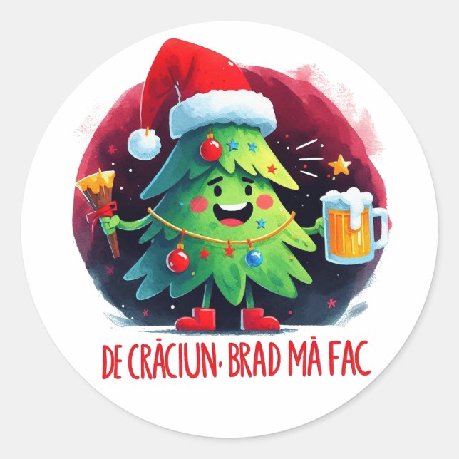 De Craciun, Brad ma fac Runder Aufkleber (Vorderseite)