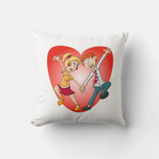 De dansende man en vrouw voor het Valentijn hart. Kissen