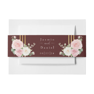 De Faire-part Bandeau ventral d'invitation aux roses évanescente