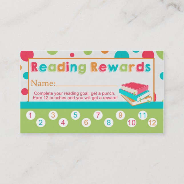De Fidélité La lecture récompense la carte perforée pour des (Devant)