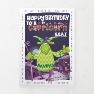 De Fin D'année Trois Volets Bonne carte d'anniversaire "Cappy" Capricorn