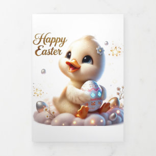 De Fin D'année Trois Volets Carte Pâques mignonne avec canard