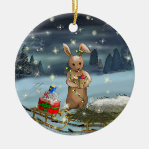 DE/GB Keramik Ornament Hase/ceramic ornament