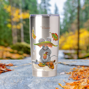 DE/GB Thermobecher/Thermal mug Herbst/Fall Maus Thermobecher