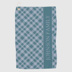 De Golf Motif Cyan Plaid Muté Nom personnalisé Serviette d