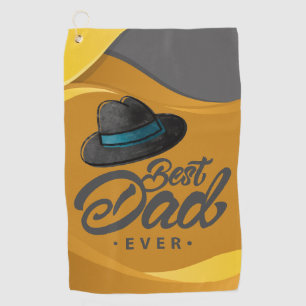 De Golf Une serviette jaune et gris avec un casquette et l