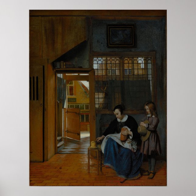 De Hooch - eine Frau, die Brot und Butter für... Poster (Vorne)