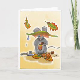 DE Klappkarte Herbst Maus mit Blätter Karte
