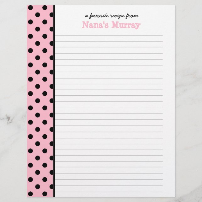 De la cuisine de Nana Polka Dot Page de recette (Devant)