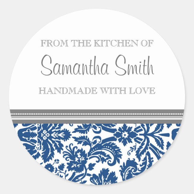 De la cuisine de Sticker Blue Damask (Devant)