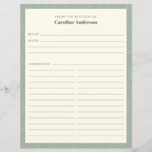 De La Cuisine   Page Sage Green Floral Recette