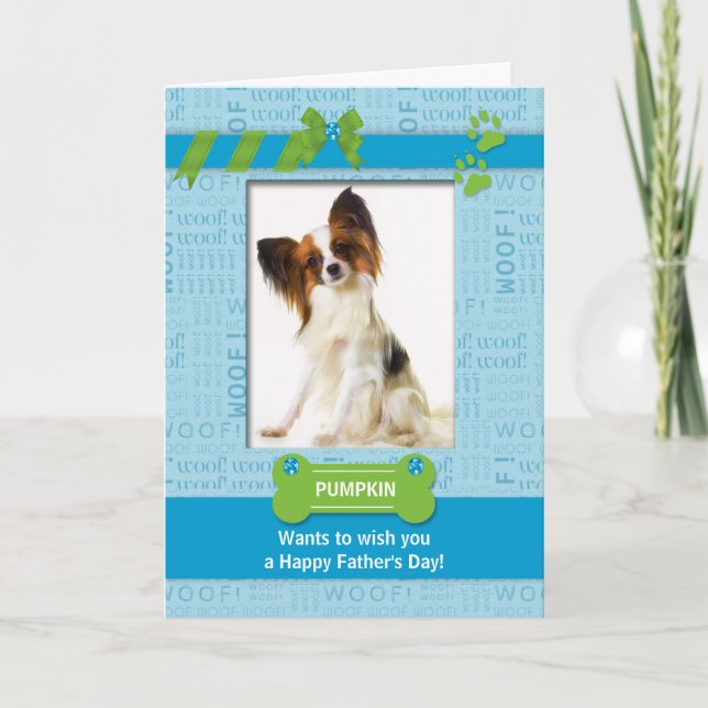 de la Fête des pères Dog Fun Blue Pet Carte photo (Devant)