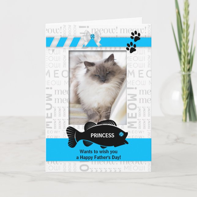de la Fête des pères Fun Chat Blue Pet Carte photo (Devant)