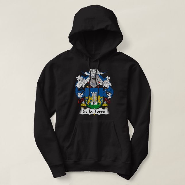De la Torre Coat of Arms Familienwappen Hoodie (Design vorne)