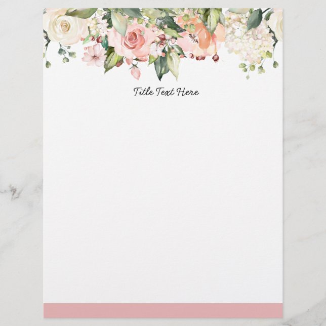 De Lettre Ambiance romantique Aquarelle florale, en-tête (Devant)