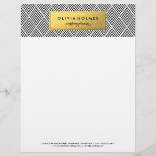 De Lettre Avec Motif En-tête Chevron Faux noir et or