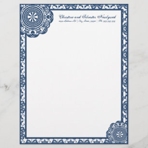 De Lettre Customisée Dentelle bleue arabesque, en-tête