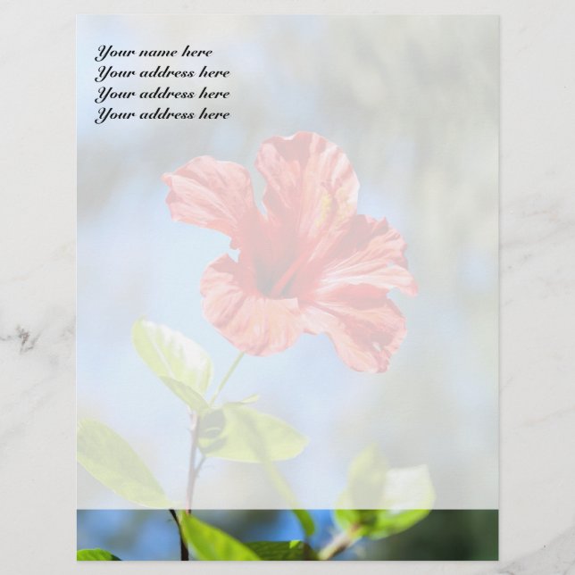 De Lettre Customisée En-tête personnalisé Hibiscus rouge (Devant)