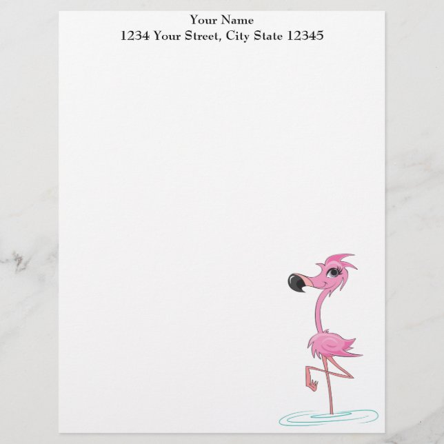 De Lettre Customisée Flamant rose rose en papier à en-tête Customisé (Devant)