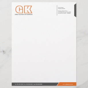 De Lettre Customisée Modèle en-tête gris et orange professionnel