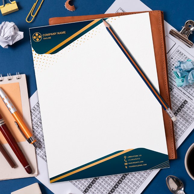 De Lettre Elégant en-tête modèle bleu & or moderne (Créateur téléchargé)