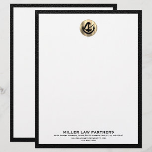 De Lettre En-tête élégante avec logo Gold pour les cabinets 