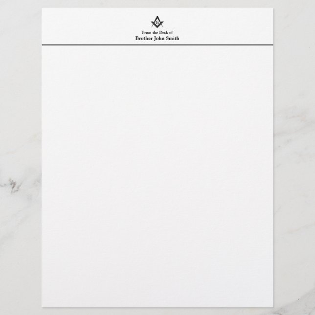 De Lettre En-tête Masonic Personnel Classique (Devant)