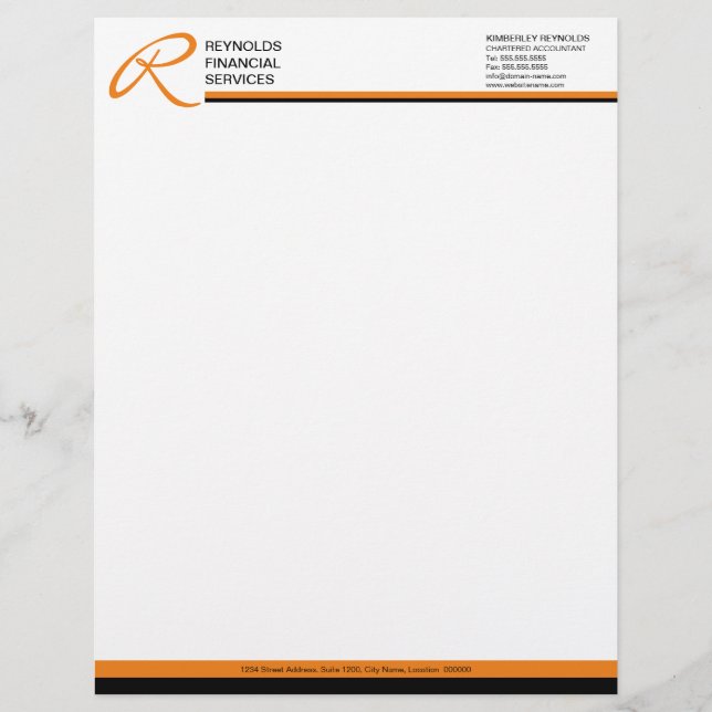 De Lettre En-tête professionnel Monogramme Orange (Devant)