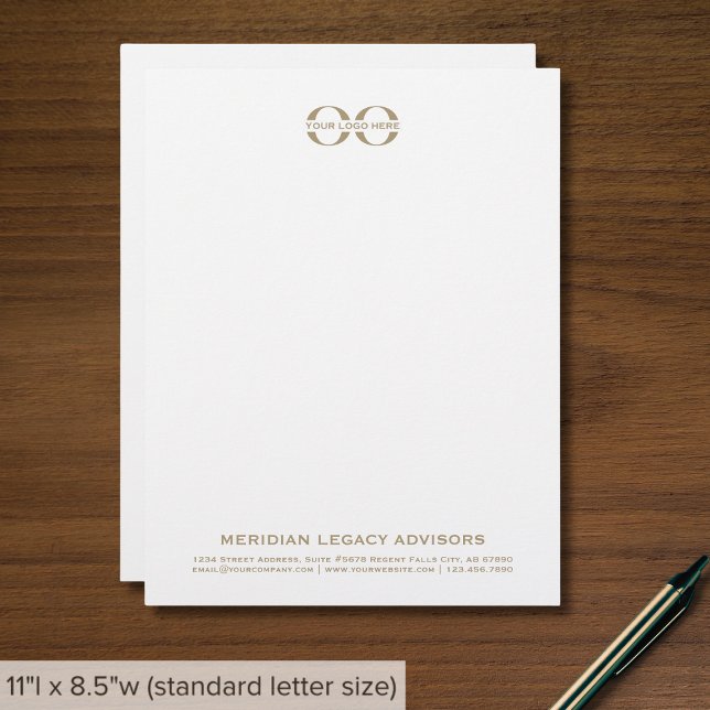 De Lettre En-tête simple White Gold Business avec logo (Créateur téléchargé)