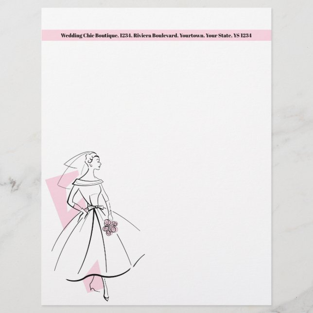 De Lettre Fashion Bride en-tête rose adresse en haut rose (Devant)