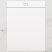Papeterie à en-tête avec monogramme en barre bleu 
