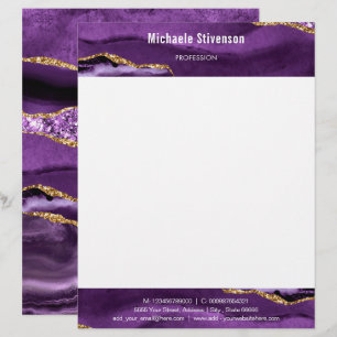 De Lettre Papier à en-tête Luxe Paillettes Violet Pourpre Ag