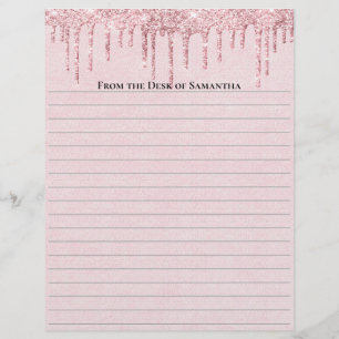 De Lettre Papier à en-tête rose personnalisé avec strass qui