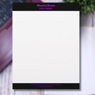 De Lettre Papier à en-tête violet néon moderne simple profes