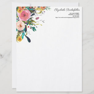 De Lettre Papier à lettres multifleurs en-tête personnalisé