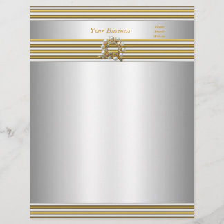 De Lettre Personnalisée En-tête Élégant Or Argent Blanc Perle