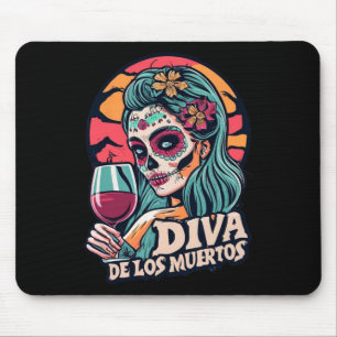 De Los Muertos Womens Skeleton Halloween-Party T-S Mousepad
