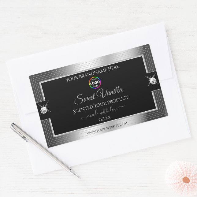 De Luxe Black Shiny Silver avec logo Étiquette pro (Enveloppe)