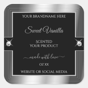 De Luxe Black Silver brillant Étiquette produit