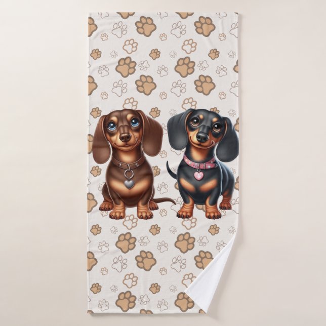 De mignons amis dachshund (Serviette de bain)
