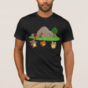 De mignons ours de dessin dans un T-shirt grotte