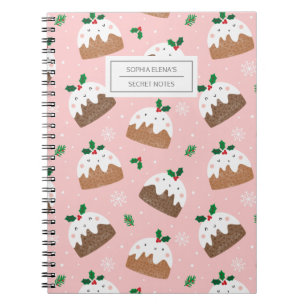 De mignons poudings de noël sur le carnet rose cla