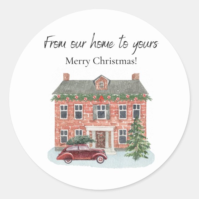 De notre maison à la vôtre Joyeux Noël Autocollant (Devant)