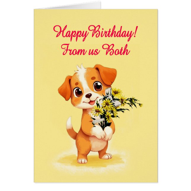 De nous à la fois chiot et fleurs d'anniversaire (Devant)