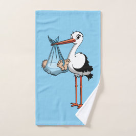 De ooievaar en de baby jongen. handtuch