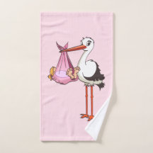 De ooievaar en het baby meisje handdoek