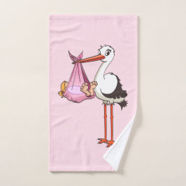 De ooievaar en het baby meisje handdoek handtuch